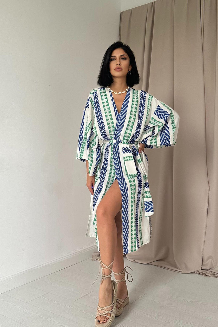 ELS Wholesale Blue Patterned Kimono - Chaves