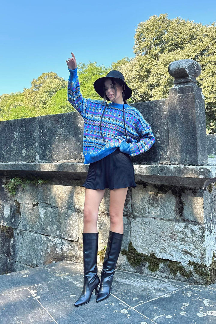 ELS Wholesale Blue Patterned Sweater - Fajardo
