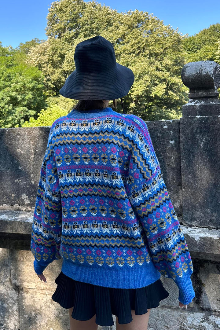ELS Wholesale Blue Patterned Sweater - Fajardo