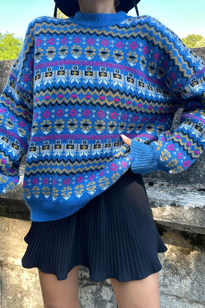 ELS Wholesale Blue Patterned Sweater - Fajardo