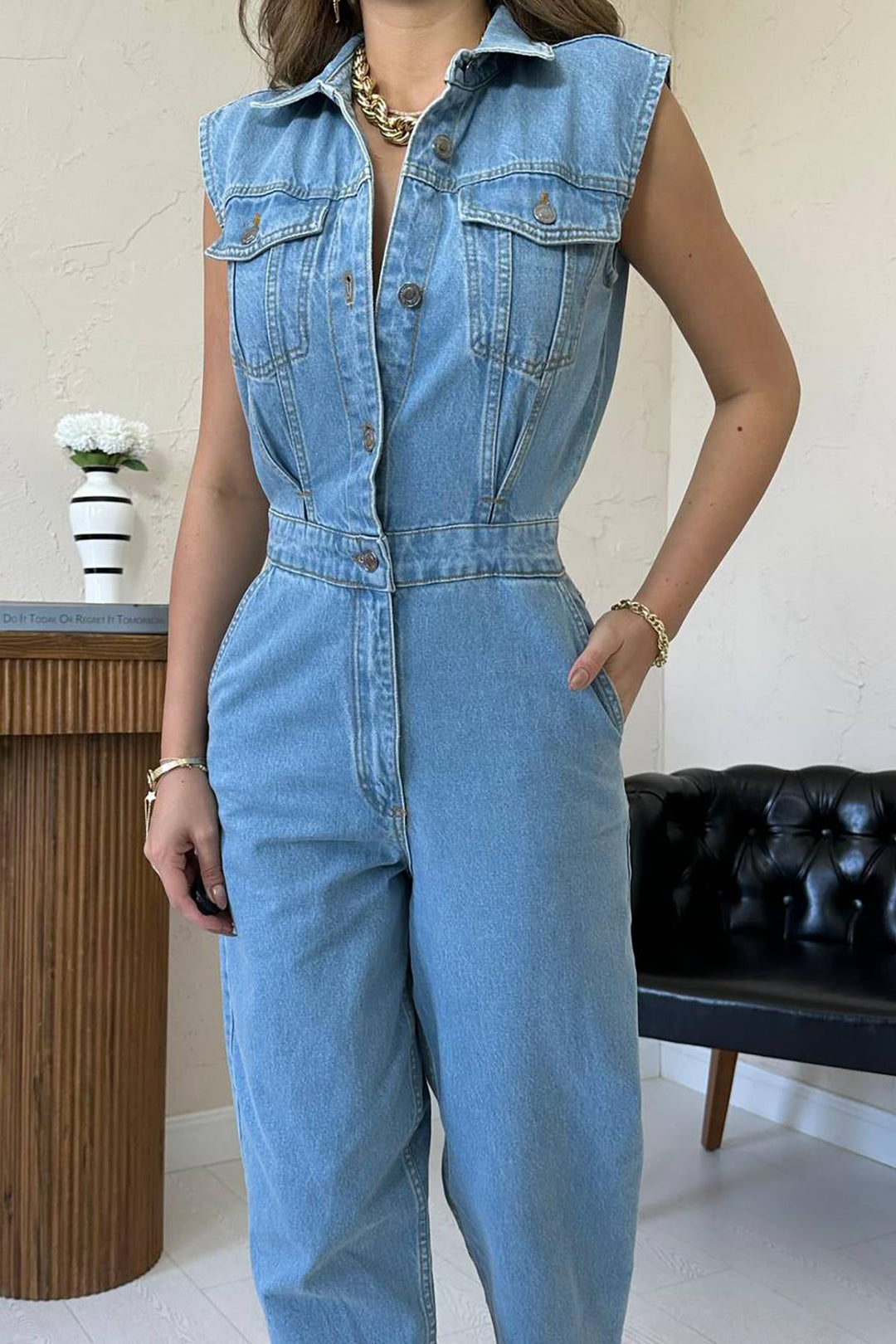 ELS Wholesale Blue Denim Jumpsuit - Kovel