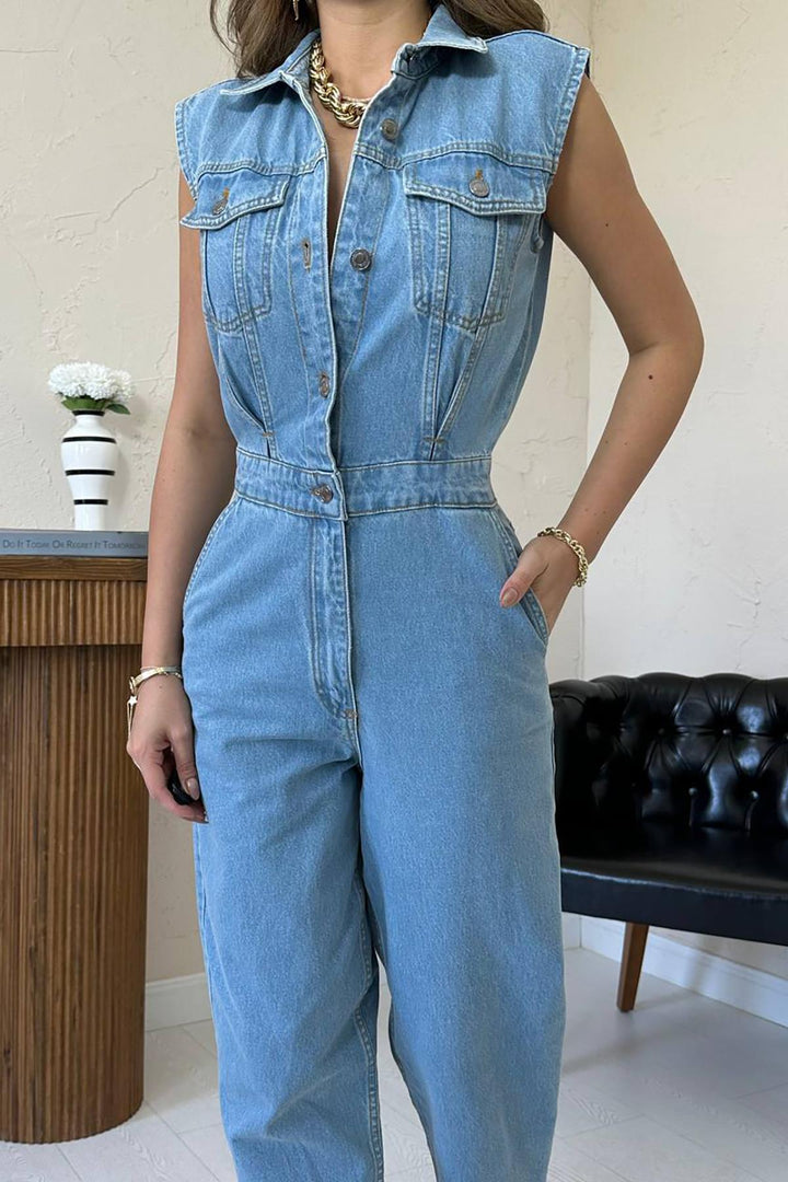 ELS Wholesale Blue Denim Jumpsuit - Kovel