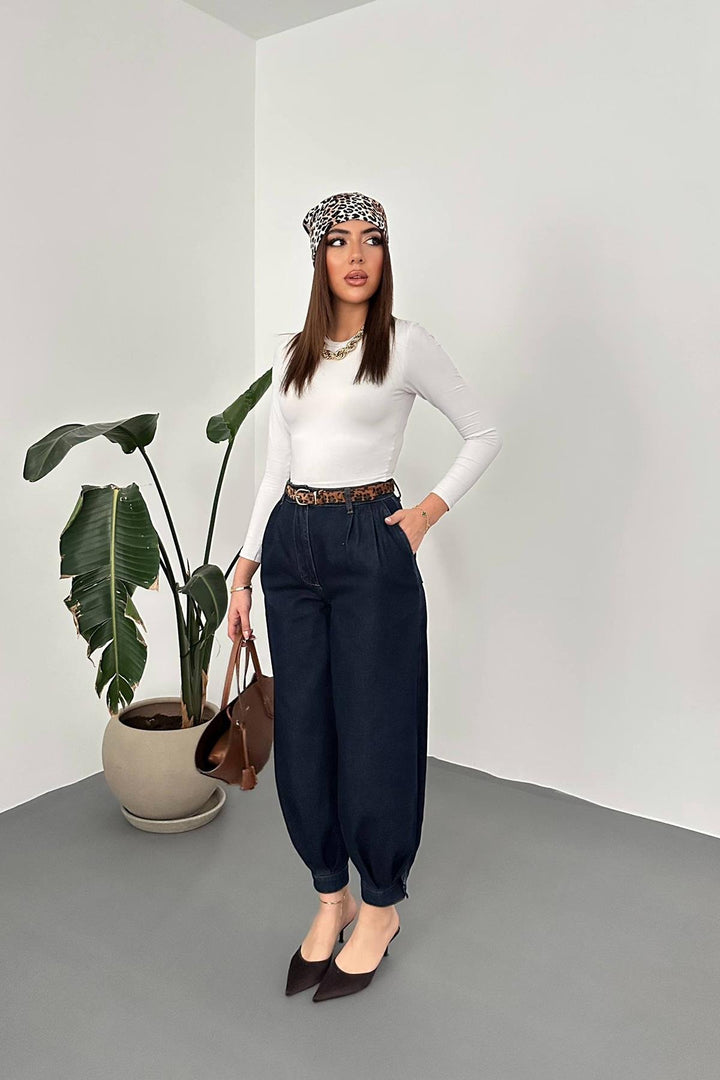 ELS Wholesale Blue Pleated Denim Pants - Bremerton