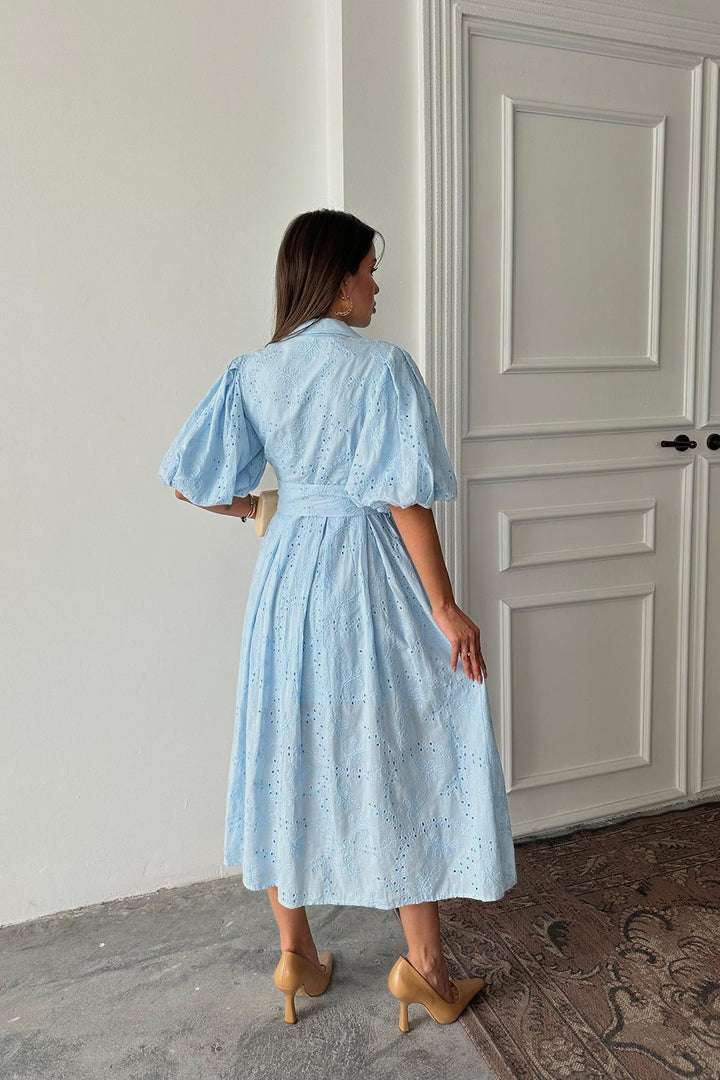 ELS Wholesale Blue Pleated Balcony Dress - Maarssen