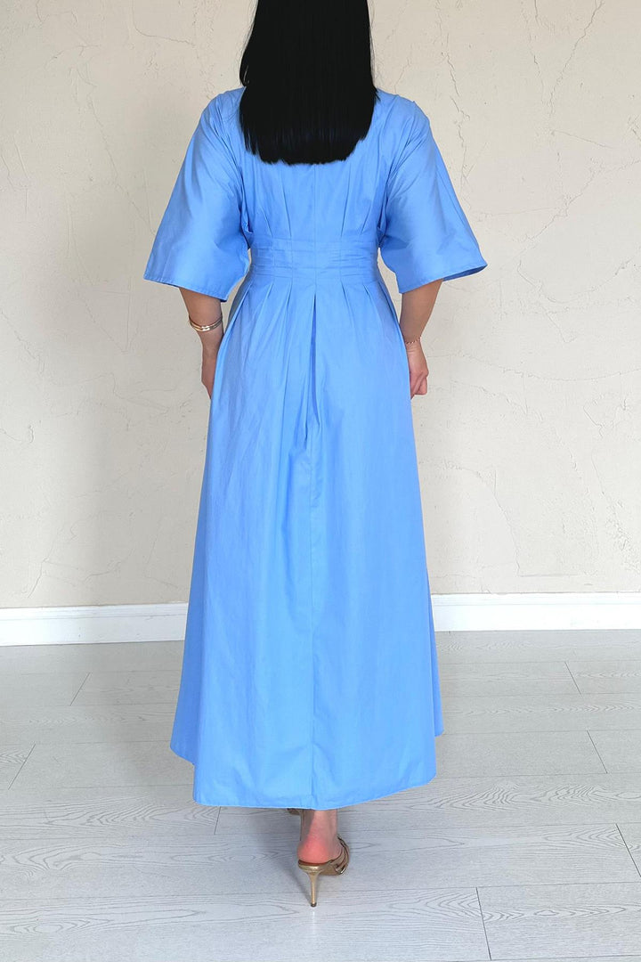 ELS Wholesale Blue Pleated Long Dress - Yonkers
