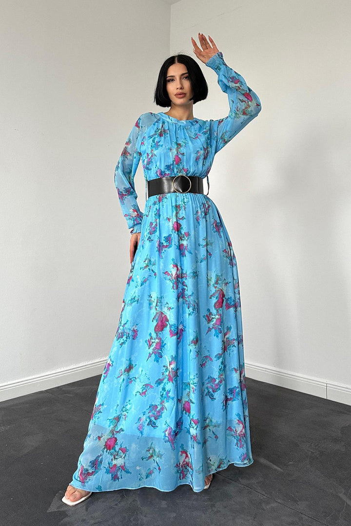 ELS Wholesale Blue Chiffon Dress - Scandicci