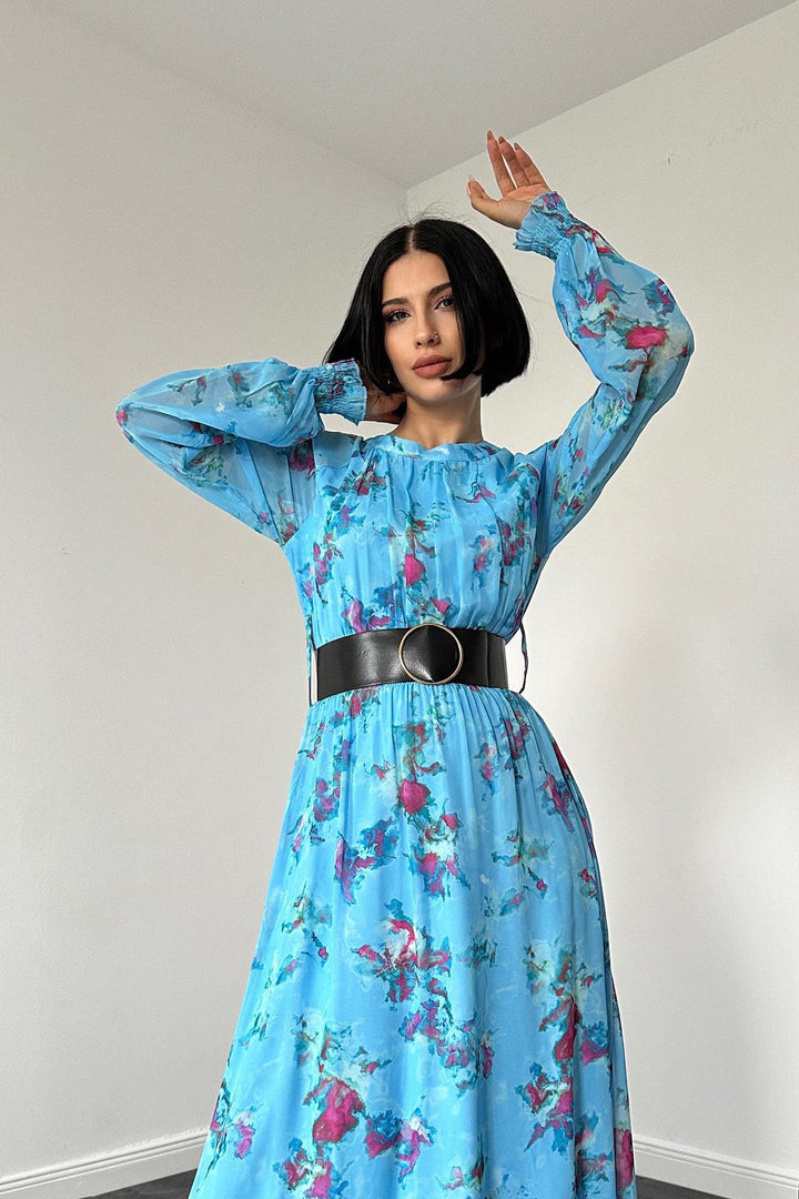 ELS Wholesale Blue Chiffon Dress - Scandicci