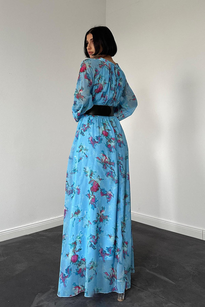 ELS Wholesale Blue Chiffon Dress - Scandicci