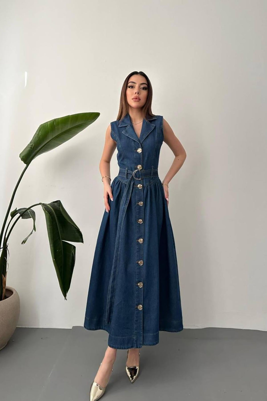 ELS Wholesale Blue Long Denim Dress - Apex