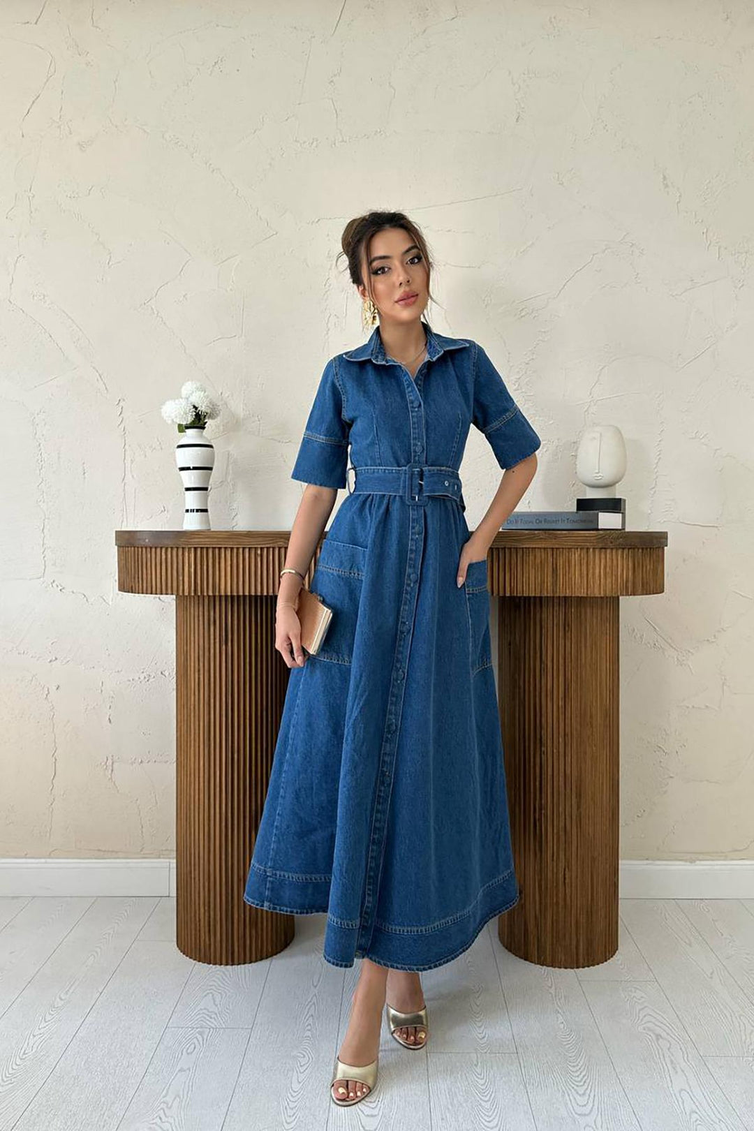 ELS Wholesale Blue Side Pocket Denim Dress - Fort Wayne