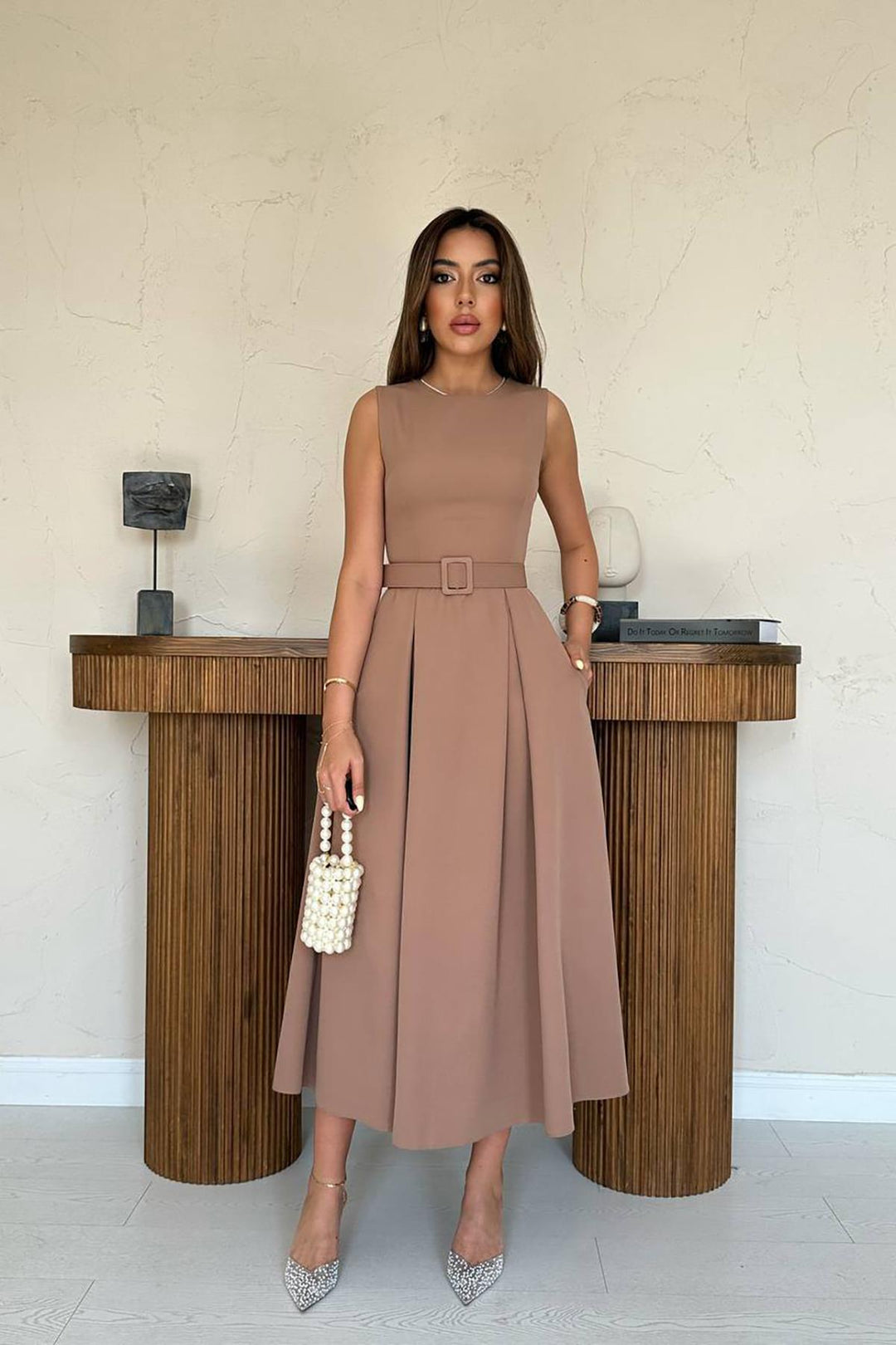 ELS Toptan Moccah Halter Yaka Kloş Elbise - Foggia