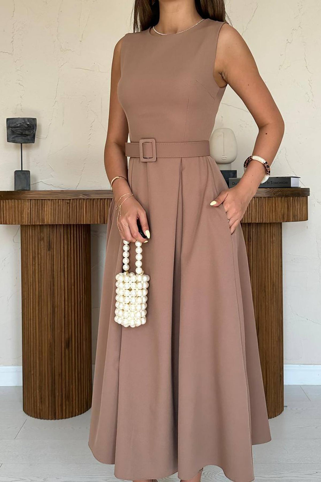 ELS Toptan Moccah Halter Yaka Kloş Elbise - Foggia