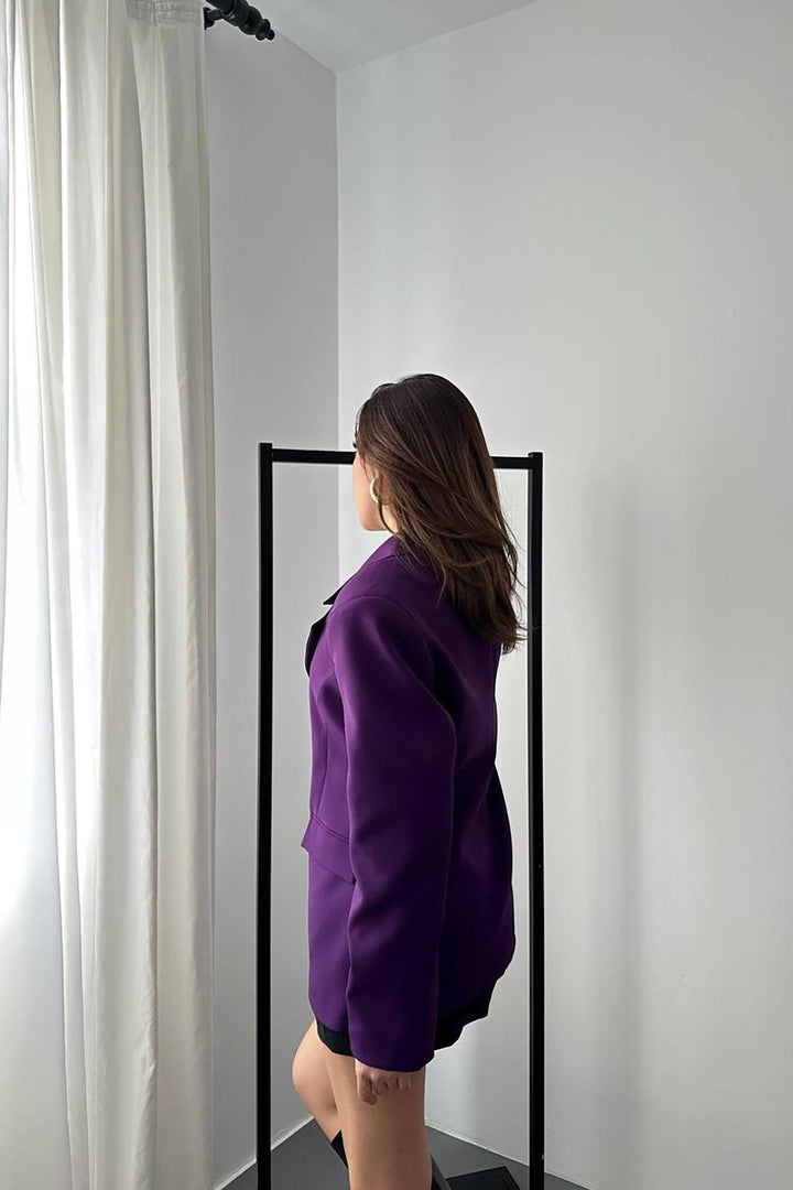 ELS Toptan Mor Belden Oturtmalı Blazer Ceket - Reşiţa