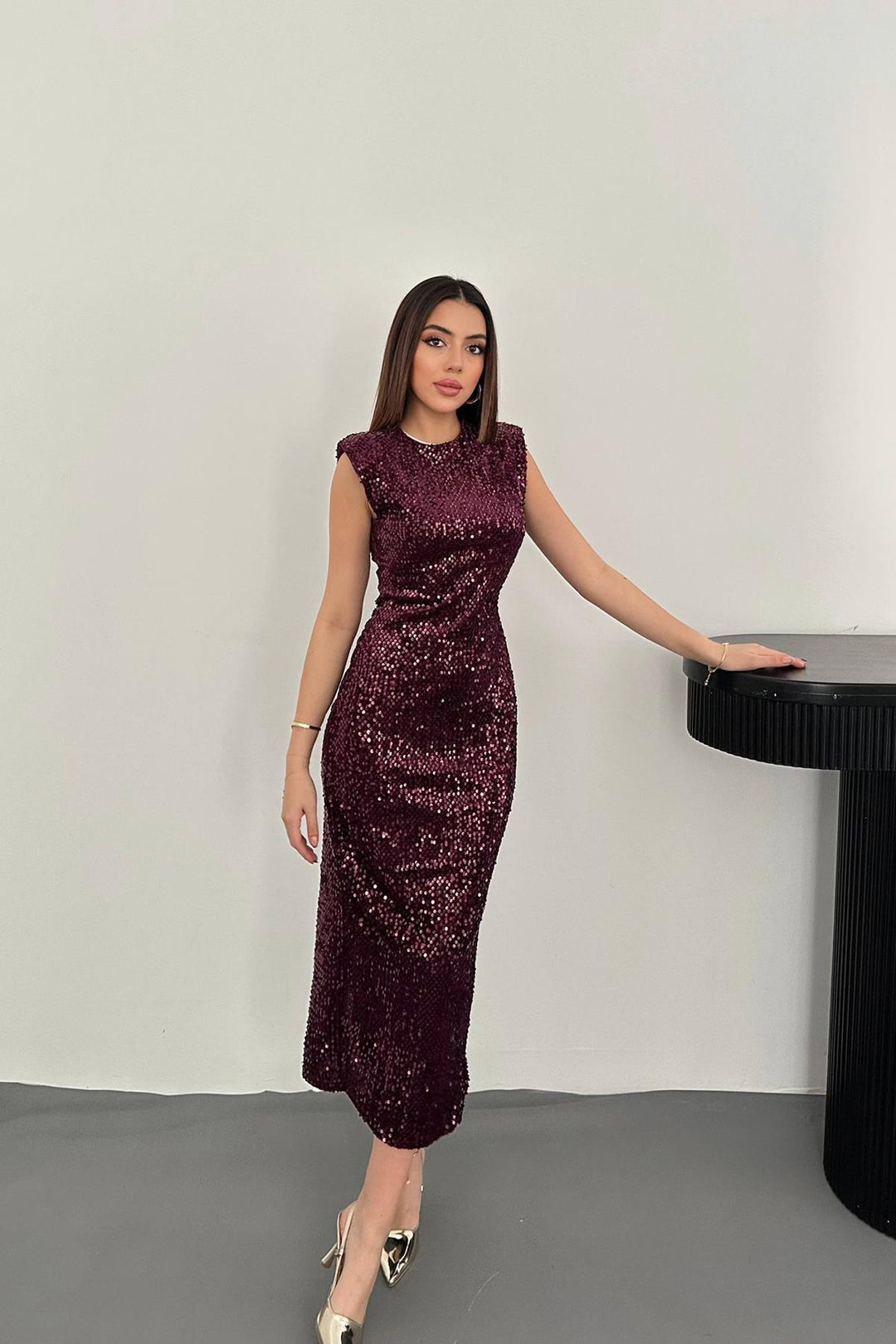 ELS Toptan Mor Pul Payetli Vatkalı Elbise - Le Perreux-Sur-Marne