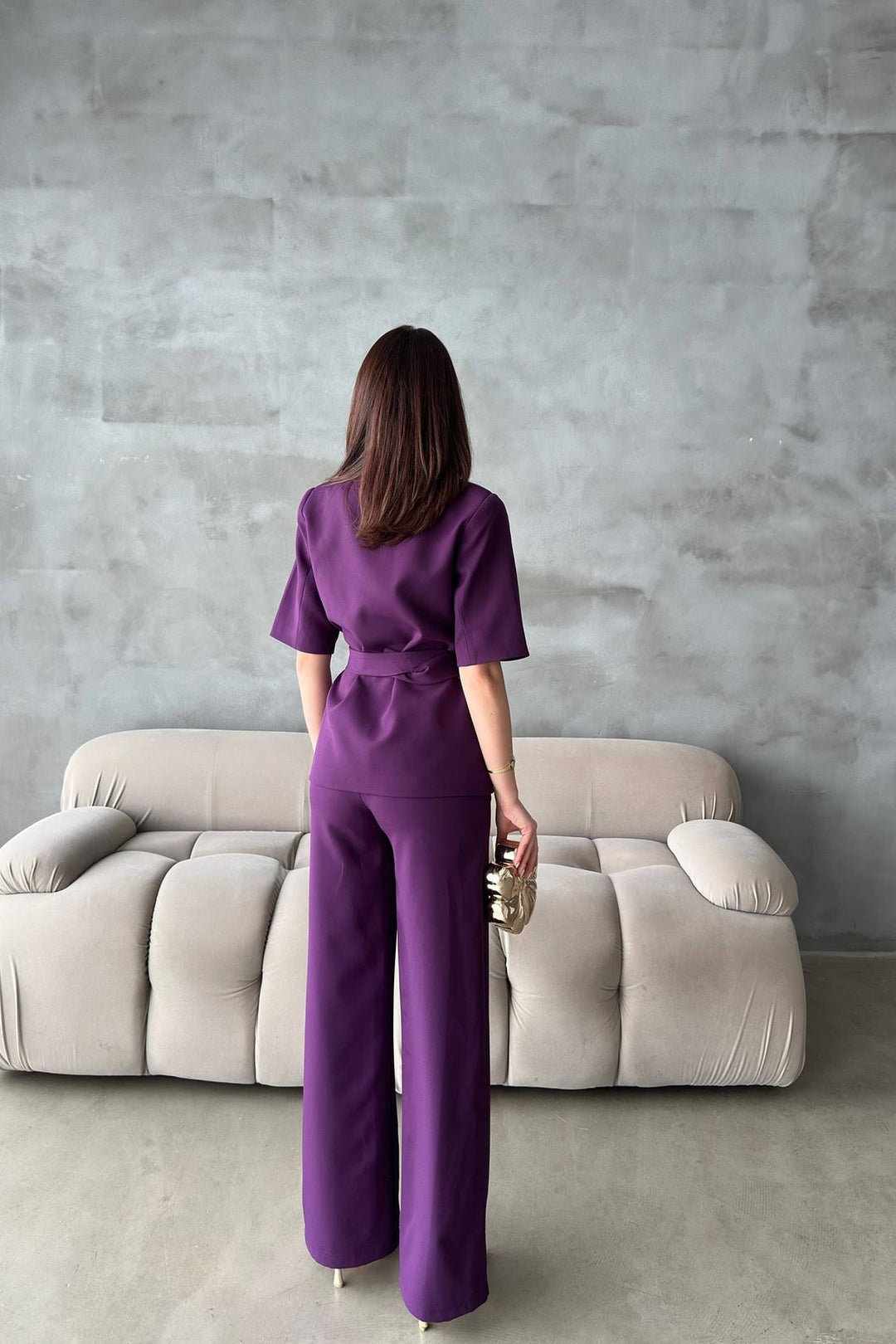 ELS Wholesale Purple Short Sleeve Jacket Pants Suit - Siegen