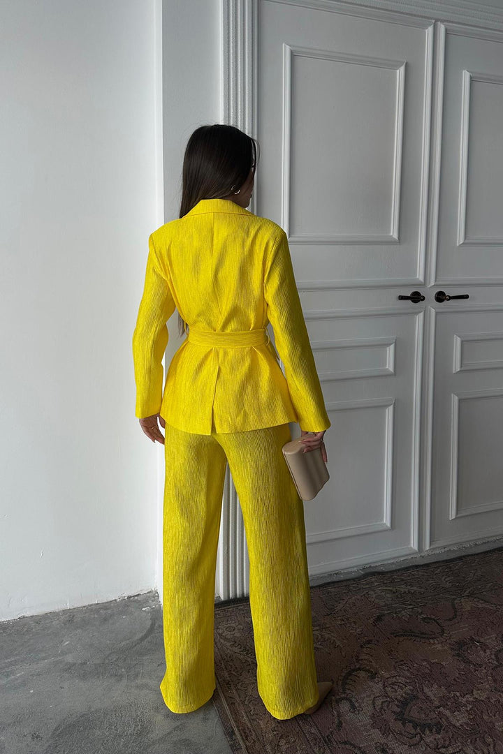 ELS Wholesale Neon Belted Jacket and Pants Bright Suit - Le Cannet
