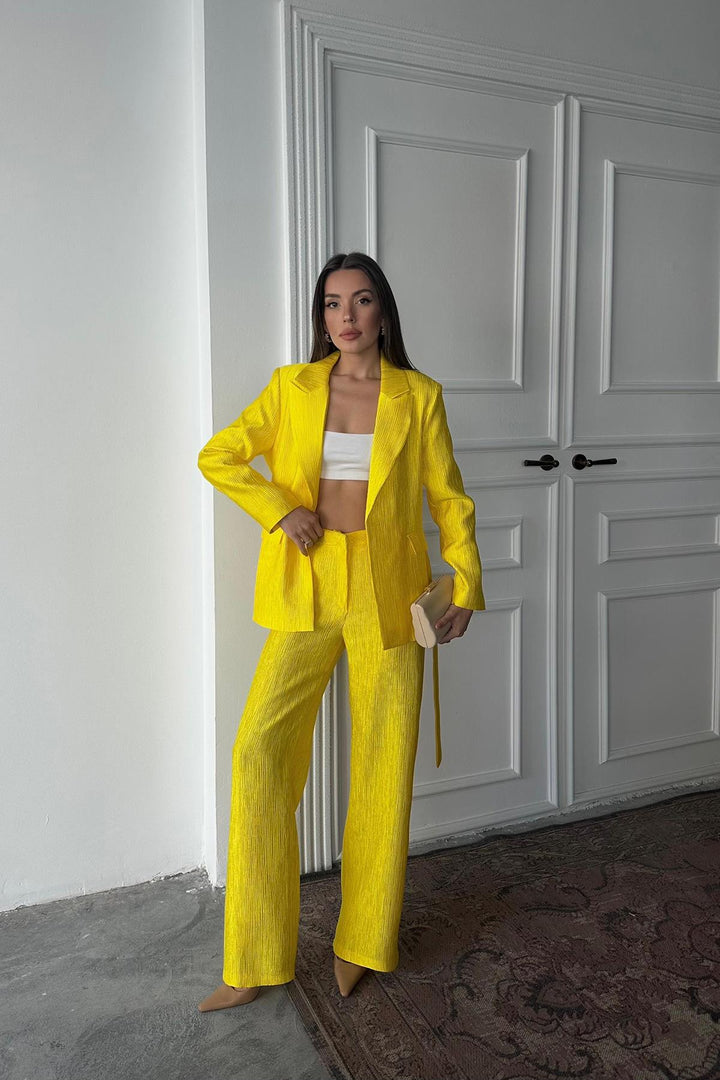 ELS Wholesale Neon Belted Jacket and Pants Bright Suit - Le Cannet