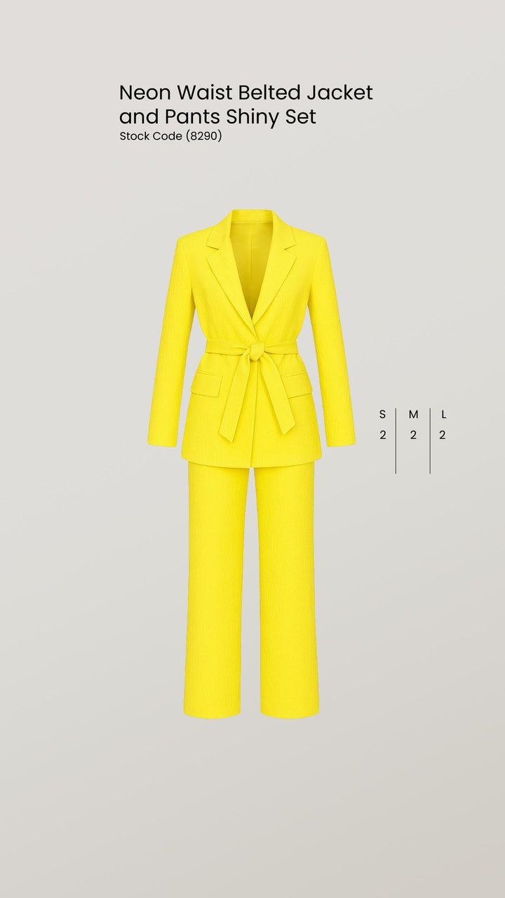 ELS Wholesale Neon Belted Jacket and Pants Bright Suit - Le Cannet