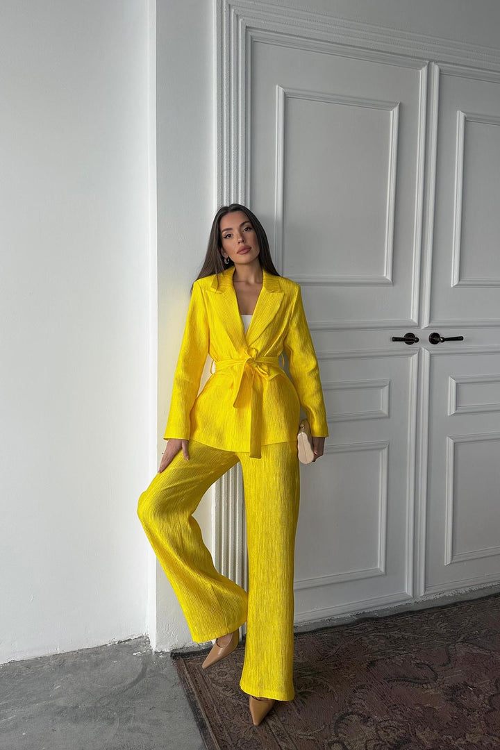 ELS Wholesale Neon Belted Jacket and Pants Bright Suit - Le Cannet