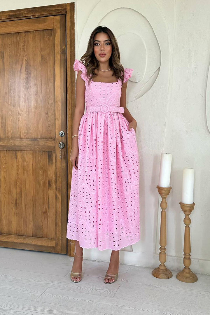 ELS Wholesale Pink Lace Embroidered Dress - Middletown