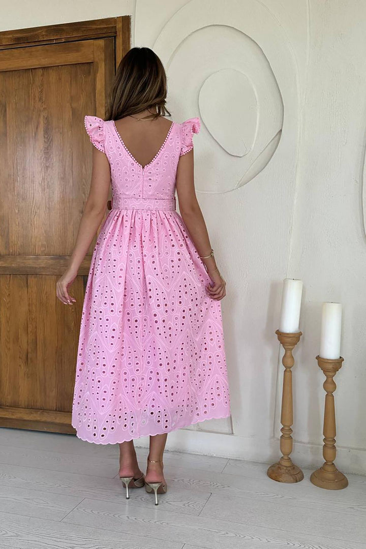 ELS Wholesale Pink Lace Embroidered Dress - Forlì