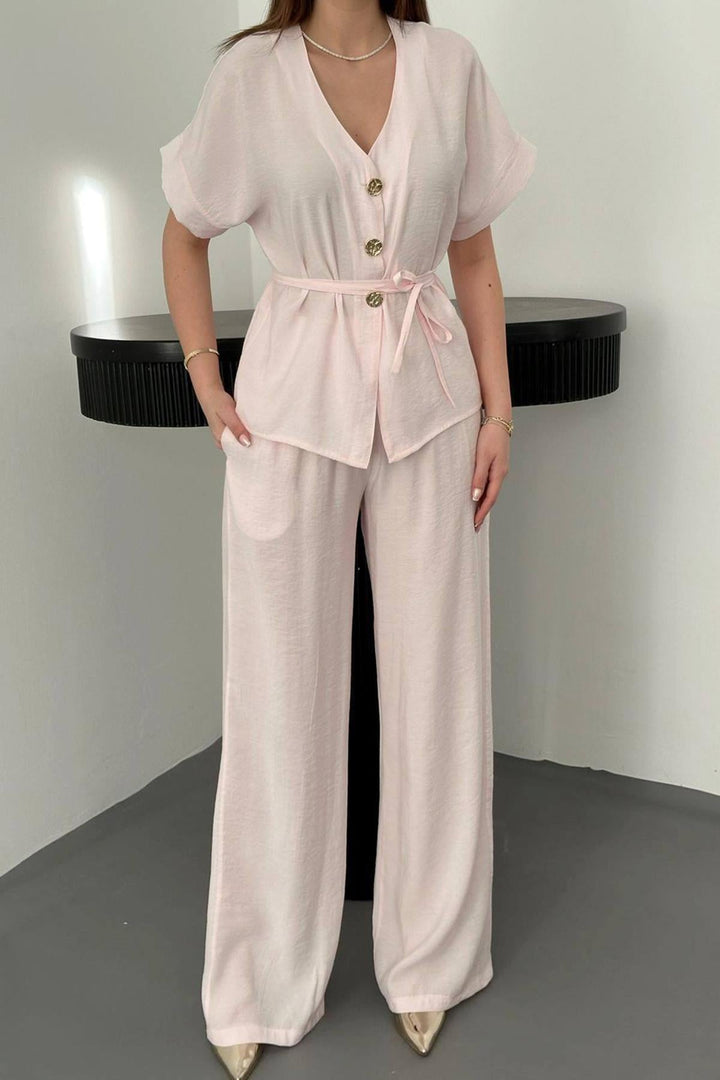ELS Wholesale Pink Button Detailed Two-Piece Modal Set - Rotherham
