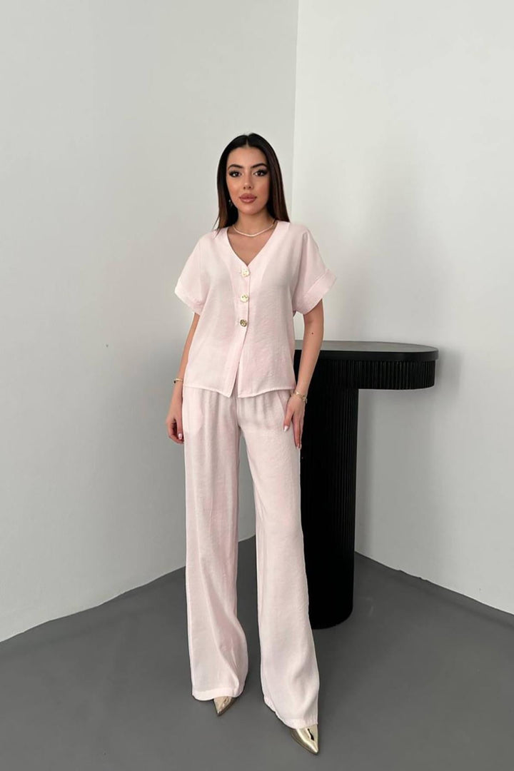 ELS Wholesale Pink Button Detailed Two-Piece Modal Set - Rotherham