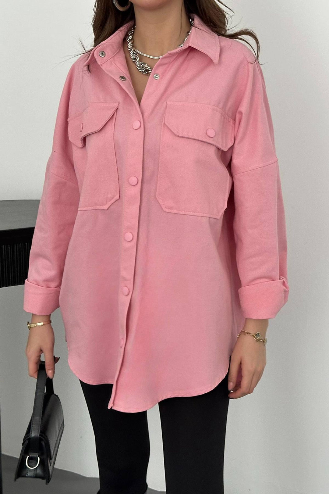 ELS Toptan Pembe Gabardin Gömlek - Belfort