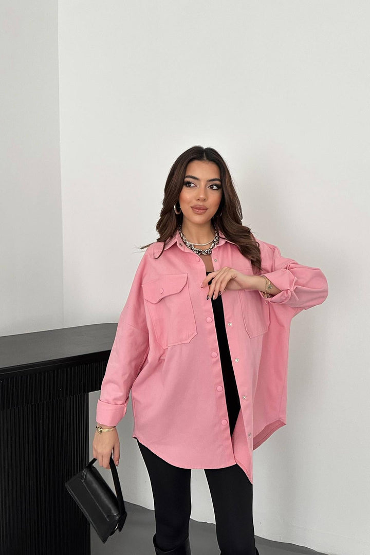 ELS Toptan Pembe Gabardin Gömlek - Belfort