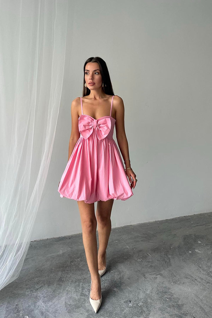 ELS Wholesale Pink Front Bow Strap Dress - Brookhaven