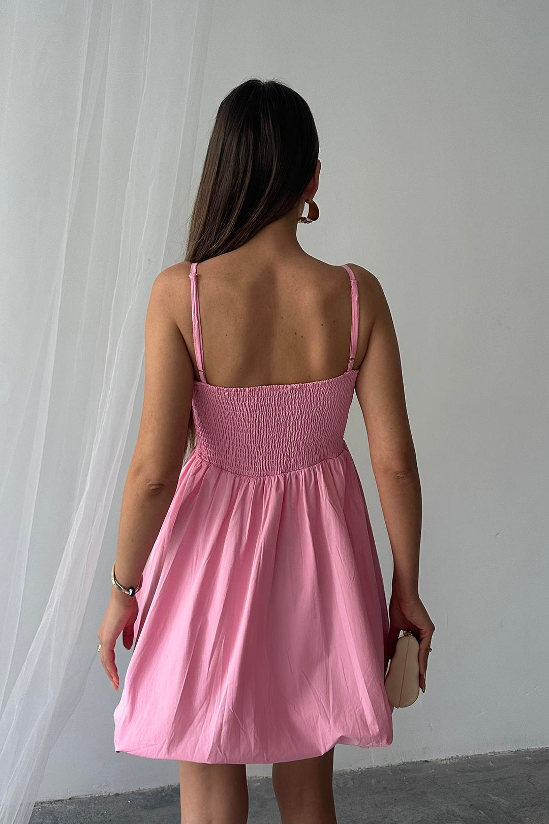 ELS Wholesale Pink Front Bow Strap Dress - Brookhaven