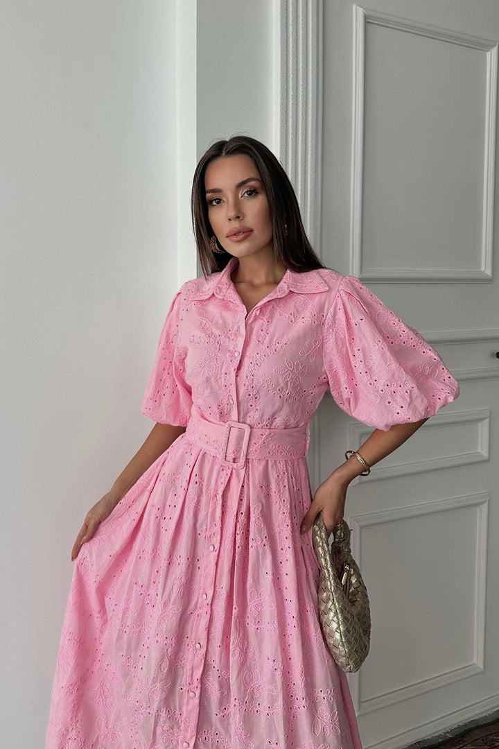 ELS Wholesale Pink Ruffled Balcony Dress - Mol