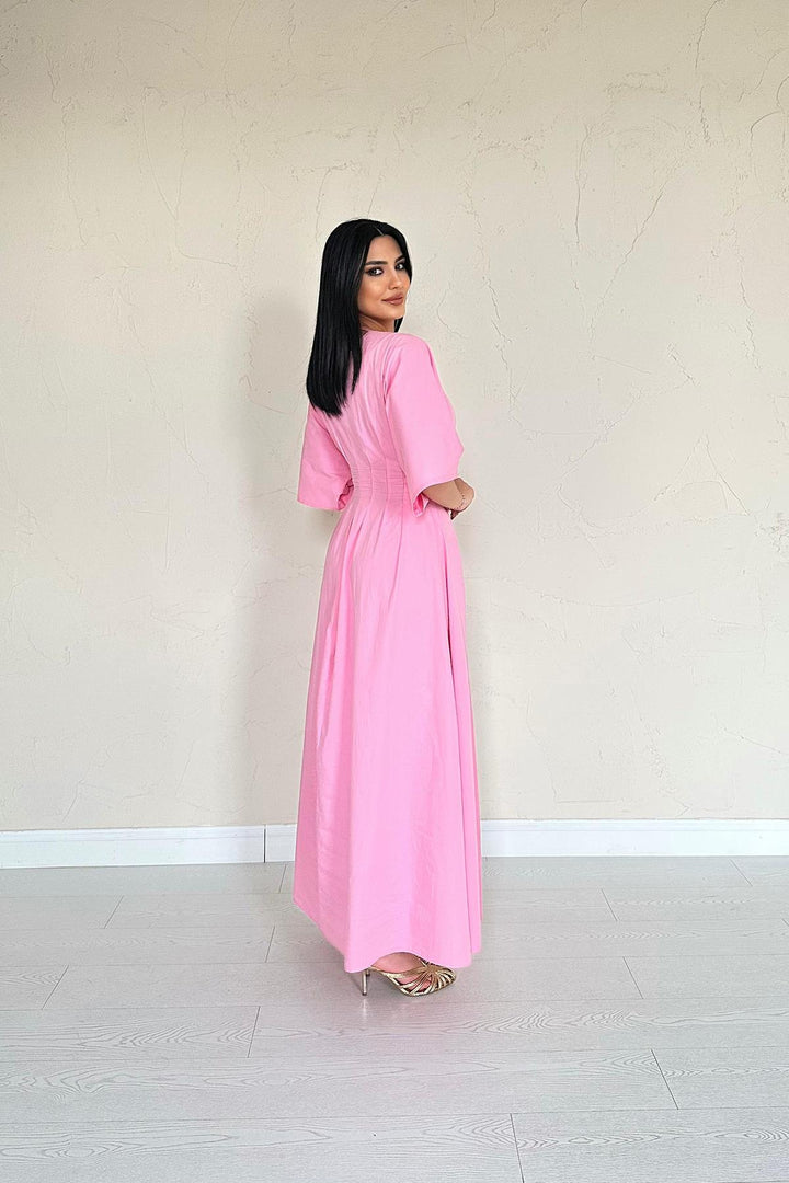 ELS Wholesale Pink Ruffled Long Dress - Bedford