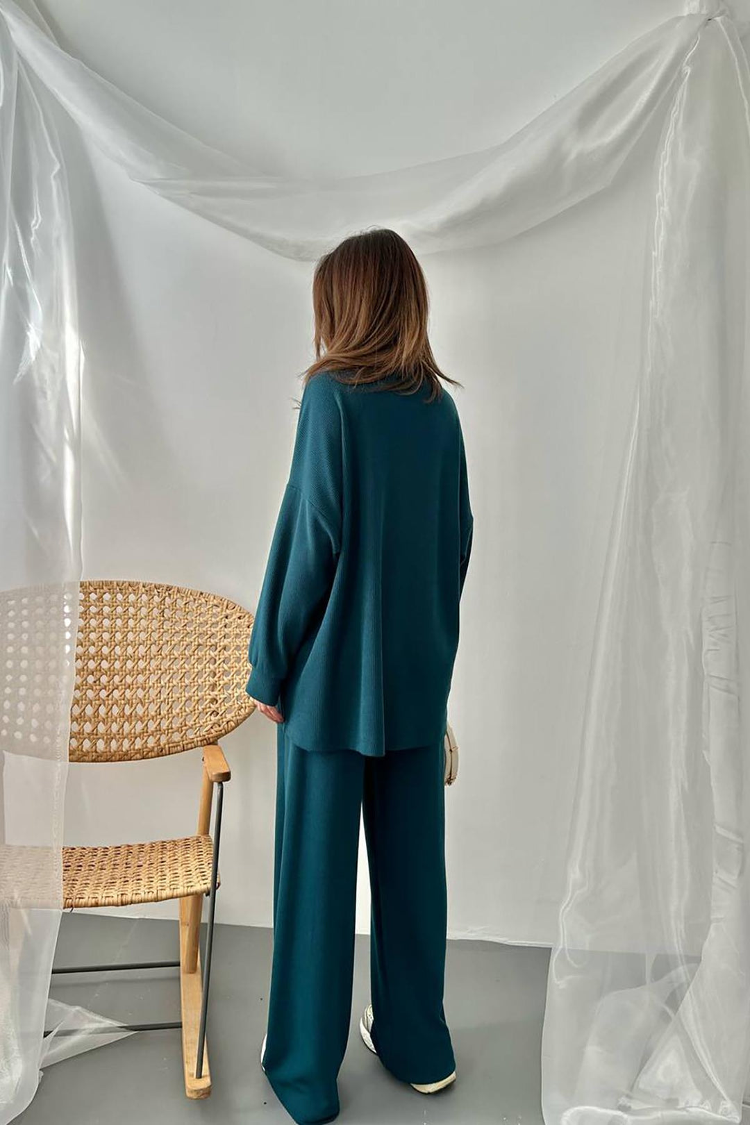 ELS Toptan Petrol Klasik Fitilli Kazak Ve Pantolon Takım - Rocky Mount