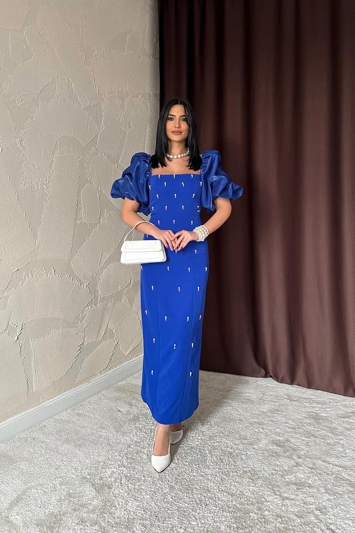 ELS Wholesale Dress with Embroidered Sleeve and Collar Trim - Worcester