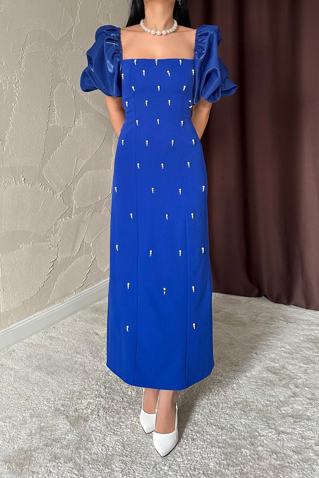 ELS Wholesale Dress with Embroidered Sleeve and Collar Trim - Worcester