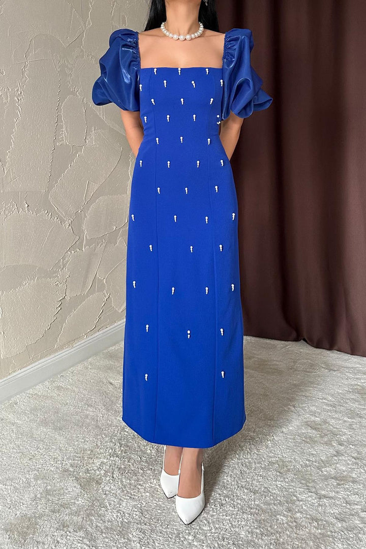ELS Wholesale Dress with Embroidered Sleeve and Collar Trim - Worcester