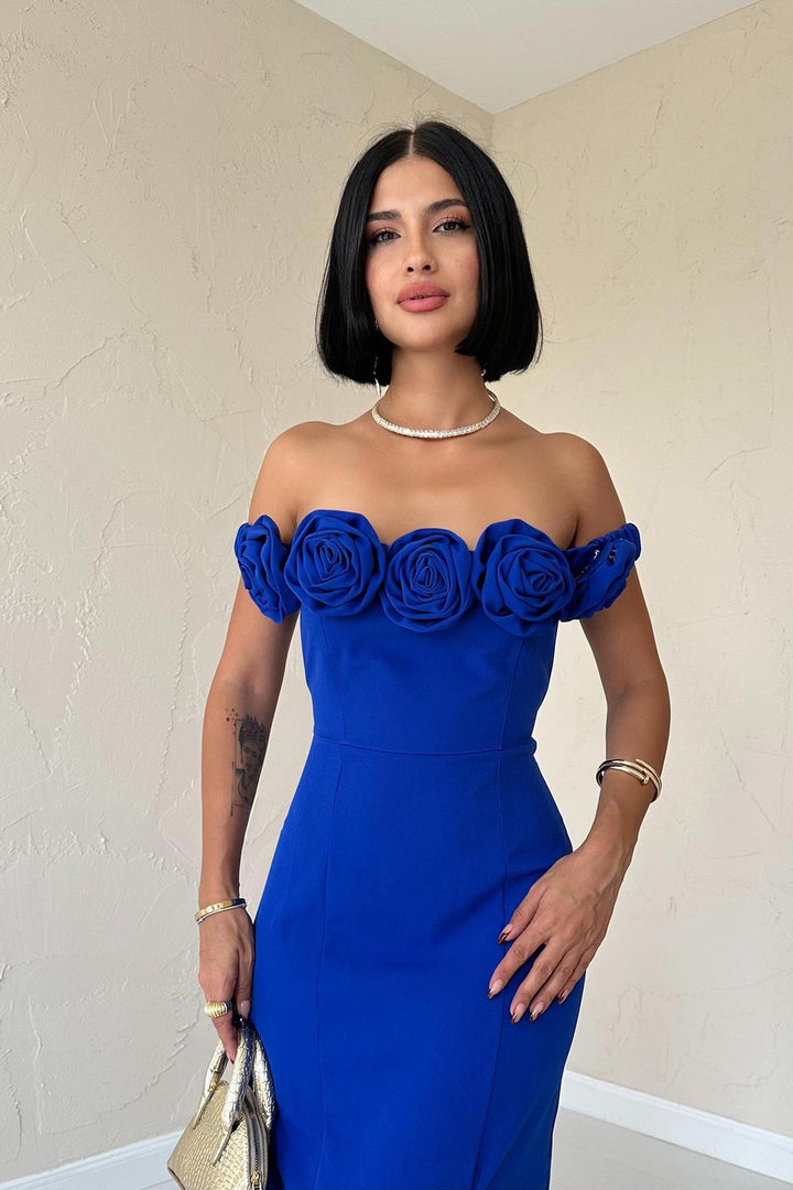 ELS Wholesale Saks Madonna Neck Rose Dress - Provo