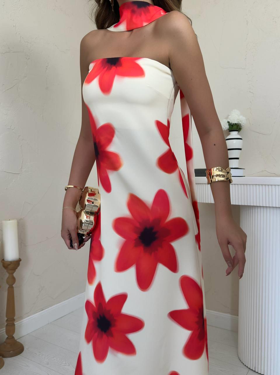 ELS Wholesale Yellow Dress with Scarf Around the Neck - Chisinau