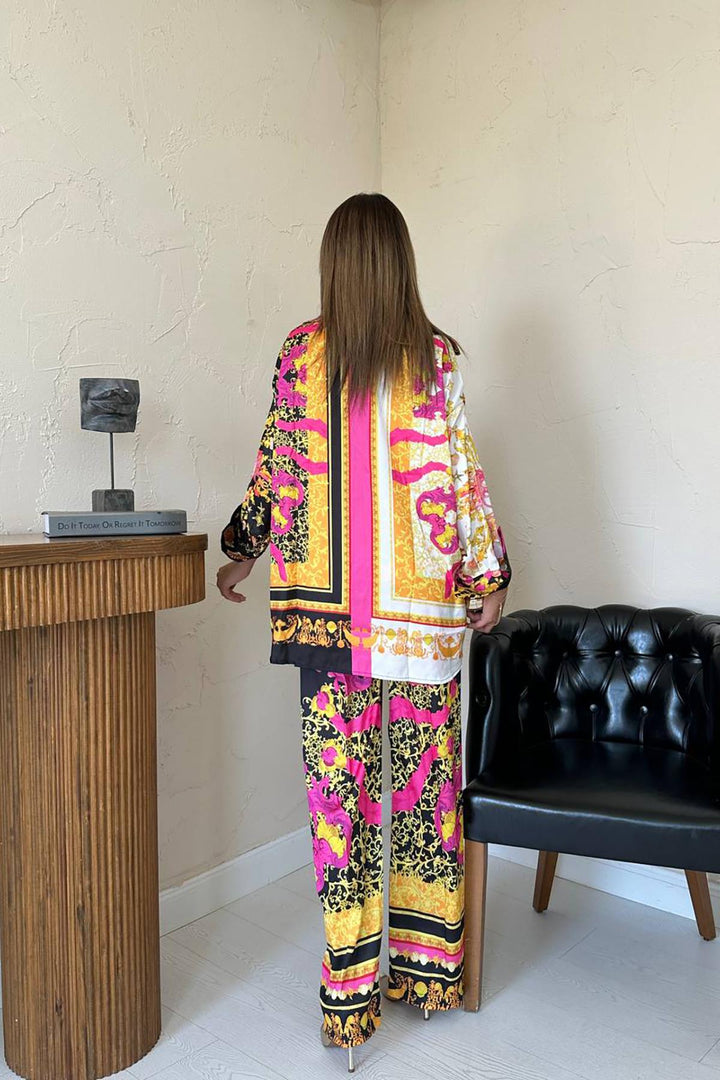 ELS Wholesale Yellow Shirt and Patterned Pants Suit - Suresnes