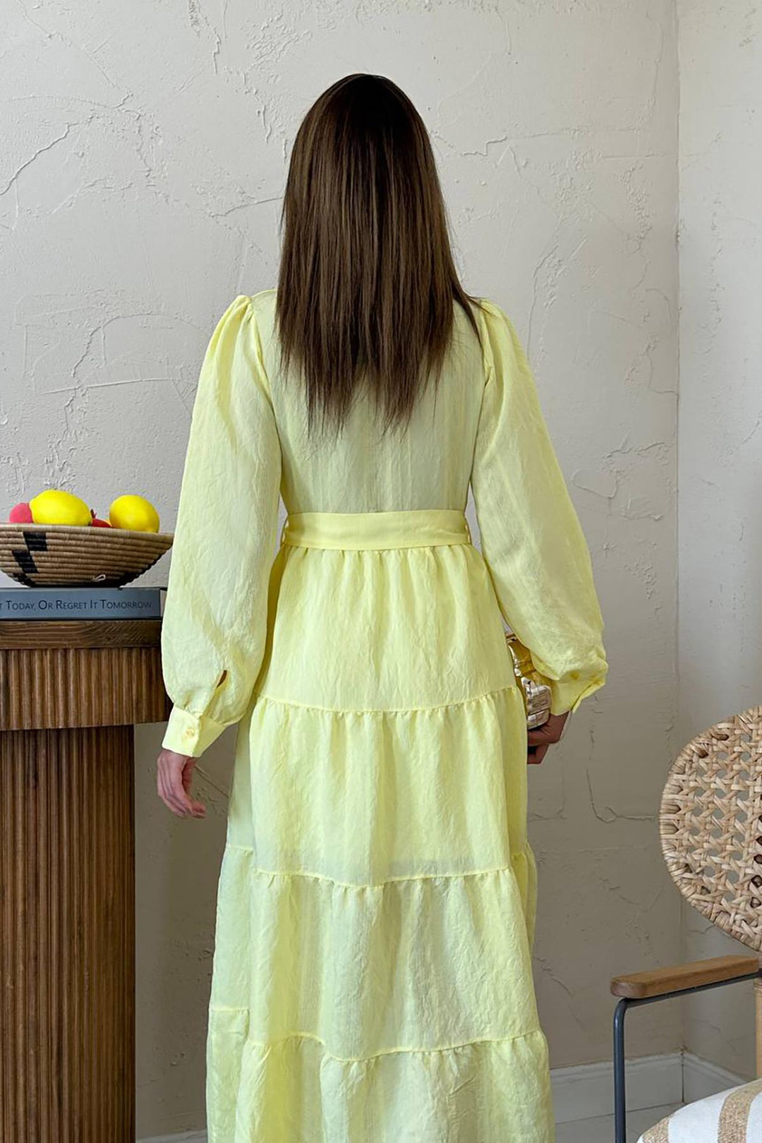 ELS Wholesale Yellow Belted Striped Dress - Granollers