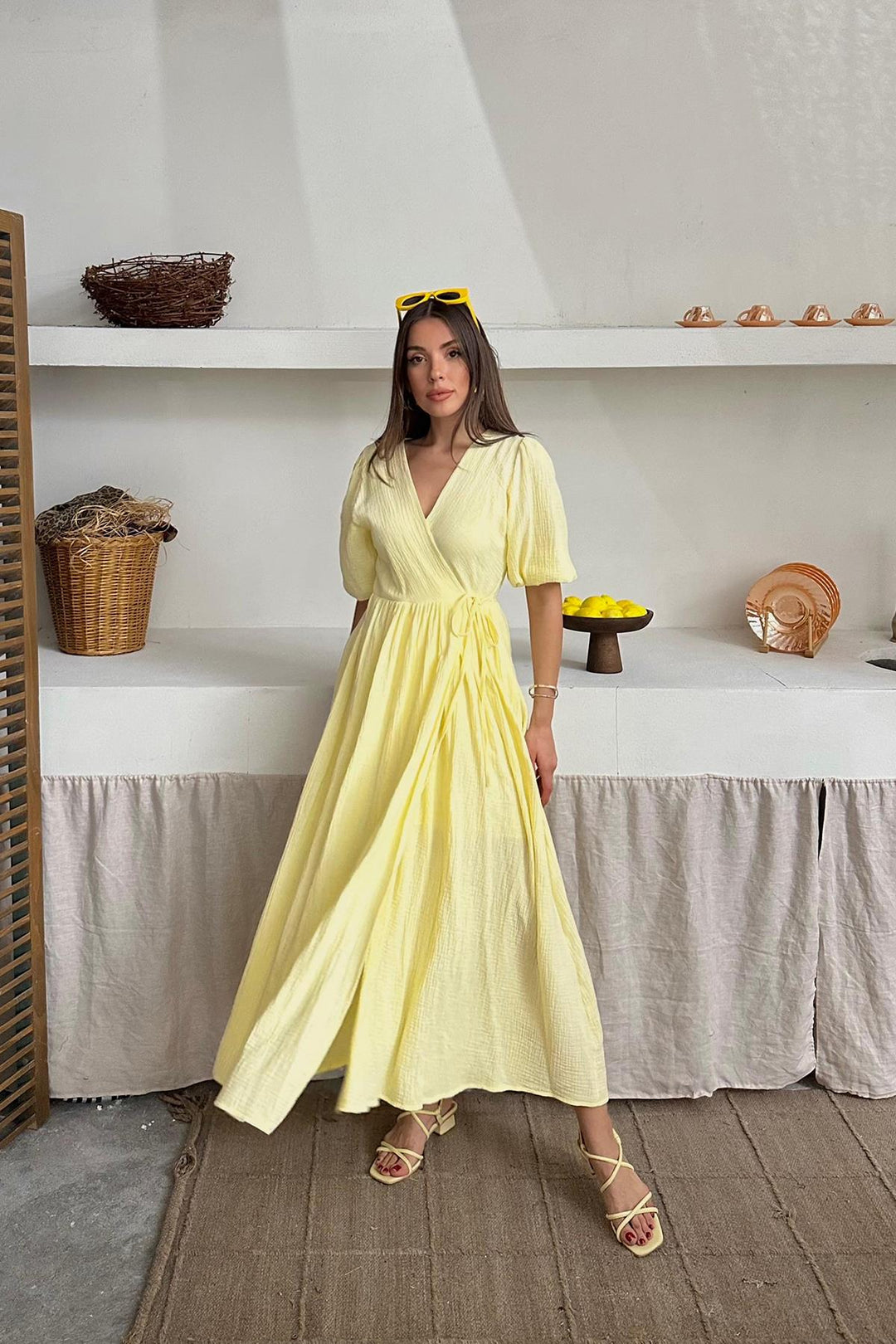 ELS Wholesale Yellow Muslin Long Dress - Coachella