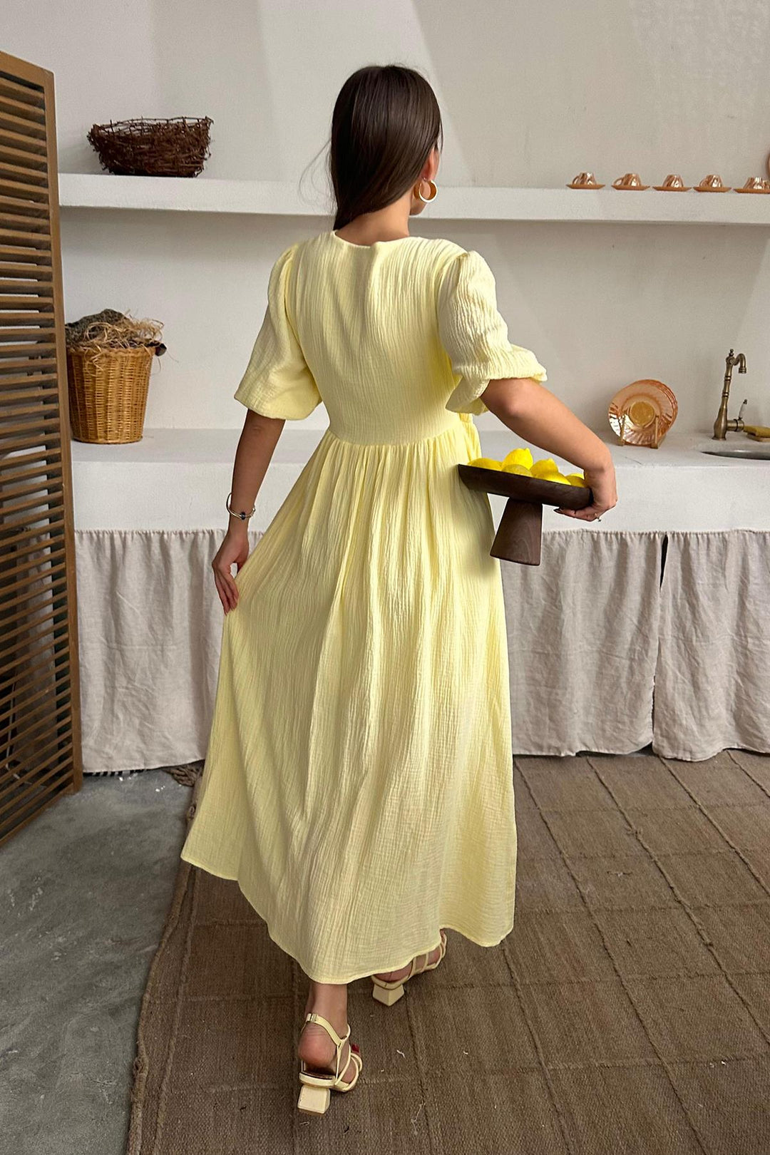 ELS Wholesale Yellow Muslin Long Dress - Coachella