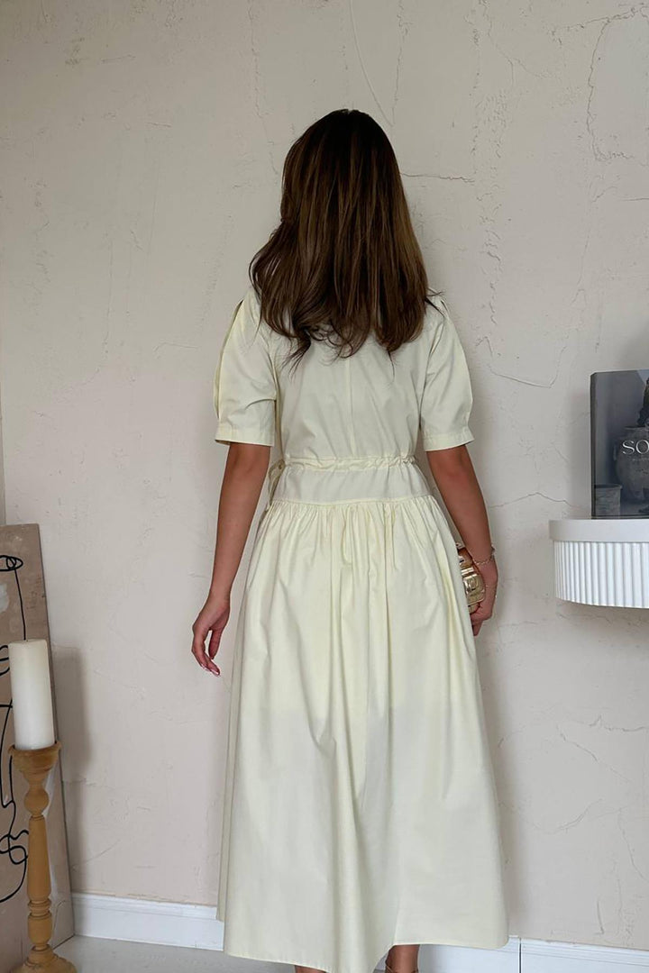 ELS Toptan Sarı Tünel Detay Poplin Elbise - Esslingen