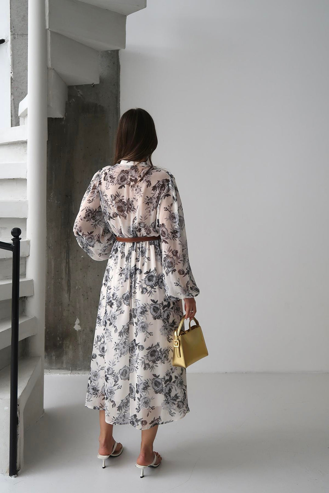 ELS Toptan Siyah Biye Detaylı Elbise - Rezé