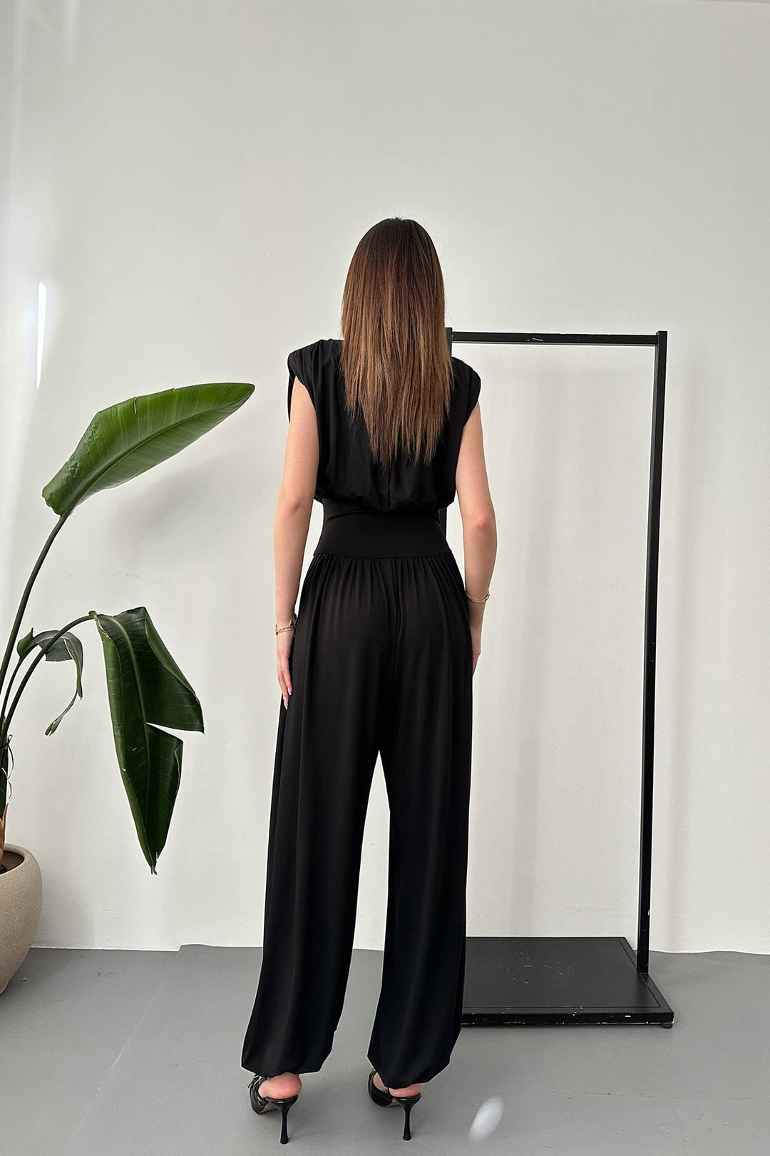 ELS Wholesale Black Jumpsuit with Ruffles - Cheshunt