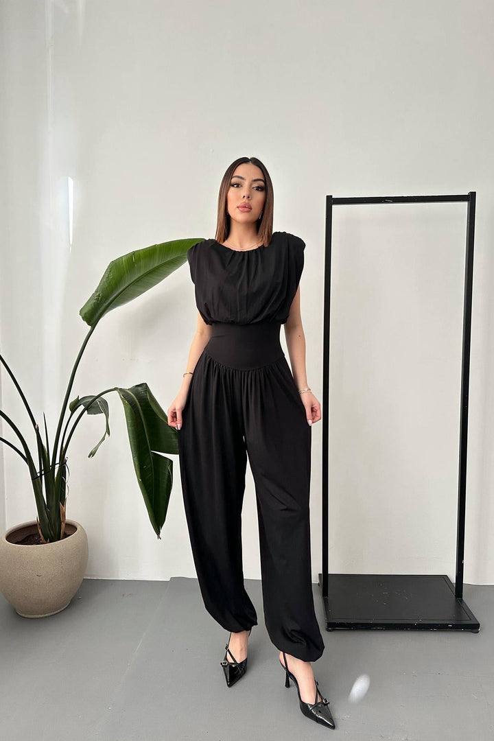 ELS Wholesale Black Jumpsuit with Ruffles - Cheshunt