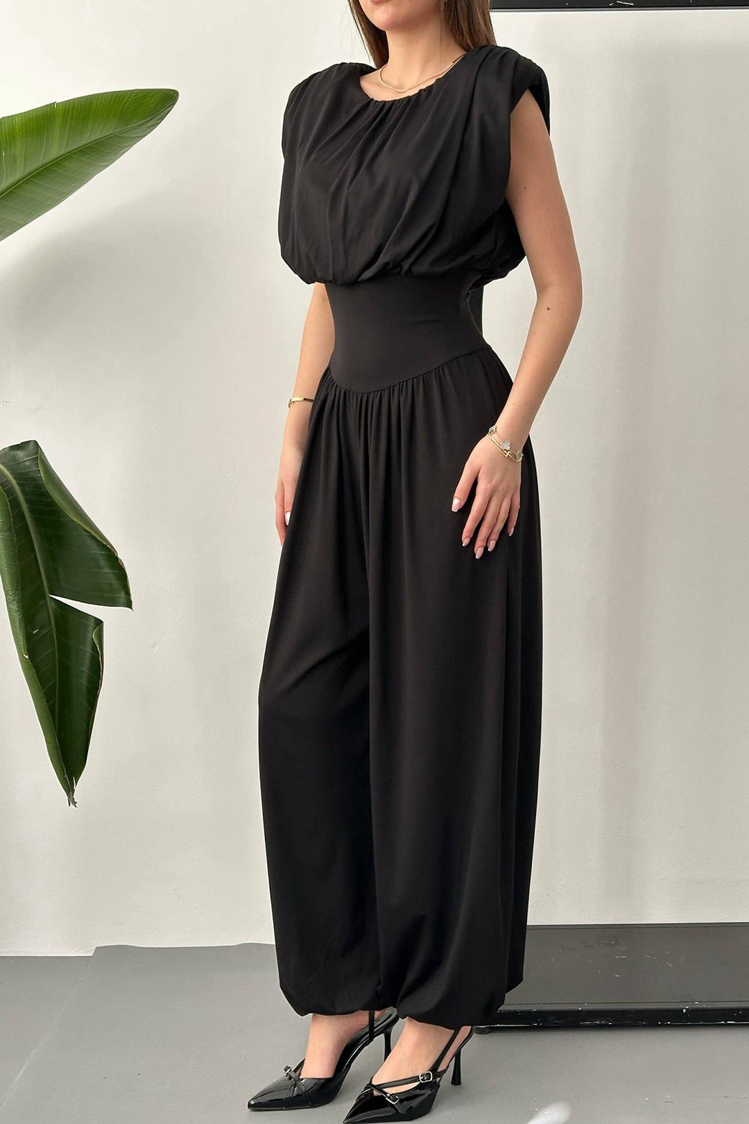 ELS Wholesale Black Jumpsuit with Ruffles - Cheshunt