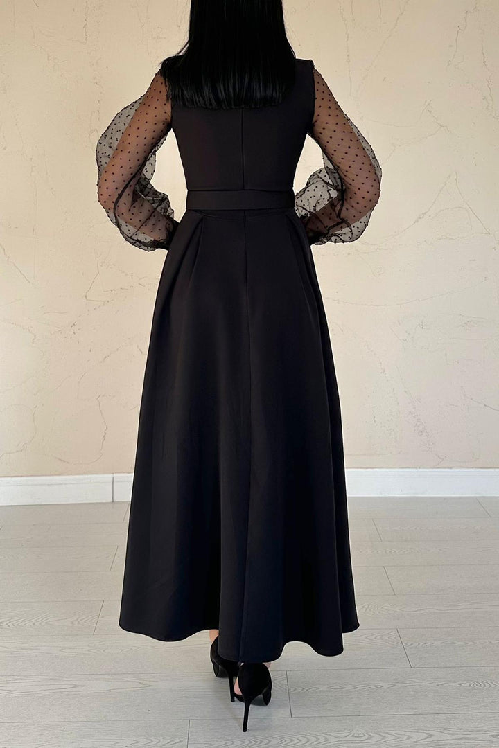 ELS Wholesale Black Collar Organza Cup Dress - Pátra