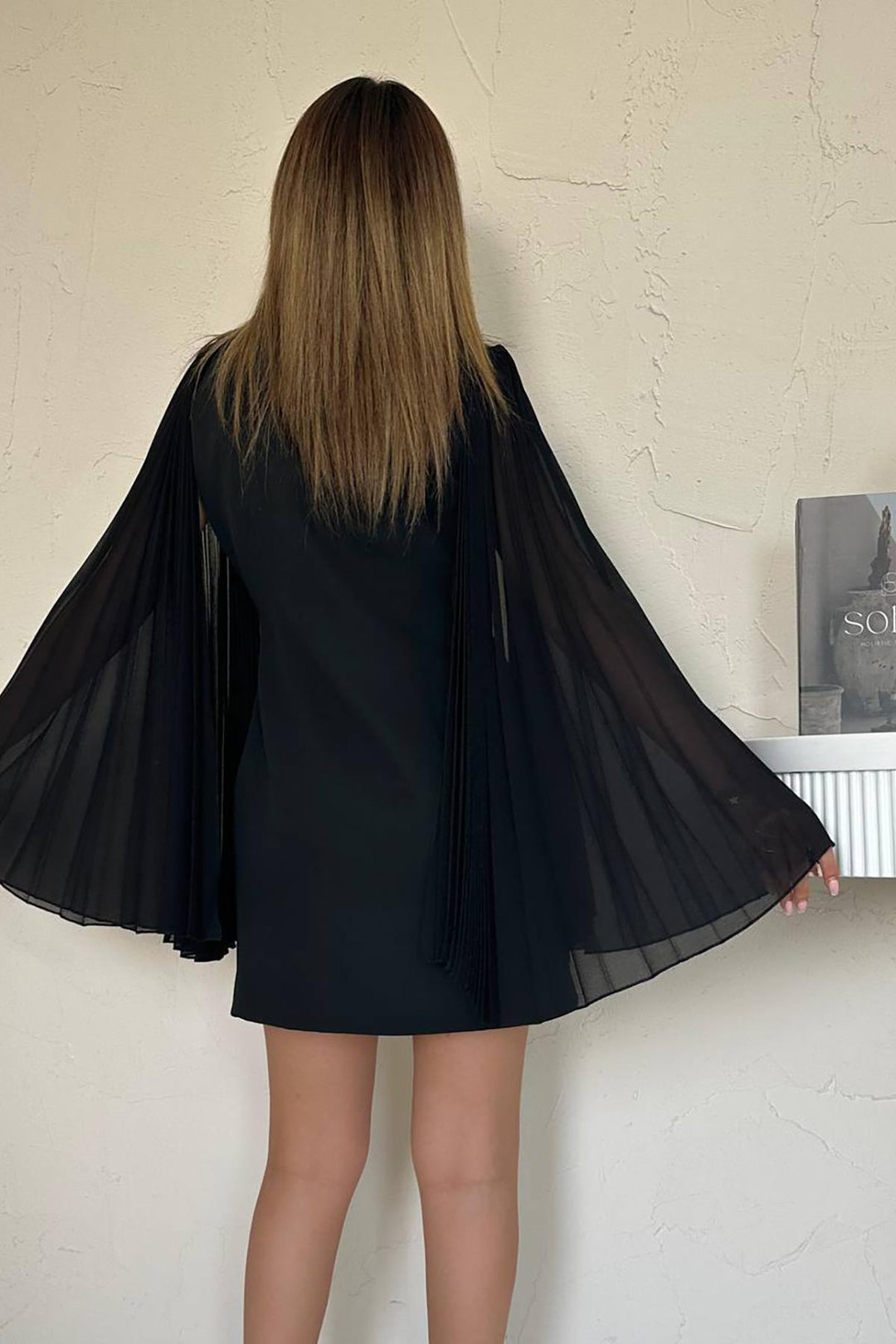 ELS Wholesale Black Collar Battery-Powered Satin Jacket Dress - Franklin